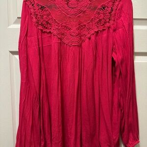 Torrid Pink Long Sleeve Embellished Blouse